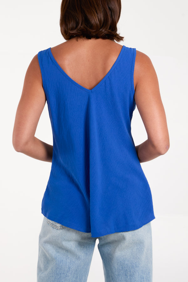 Qed London Bias Cut Double V-Neck Basic Top