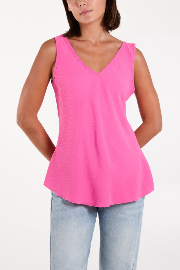 Qed London Bias Cut Double V-Neck Basic Top
