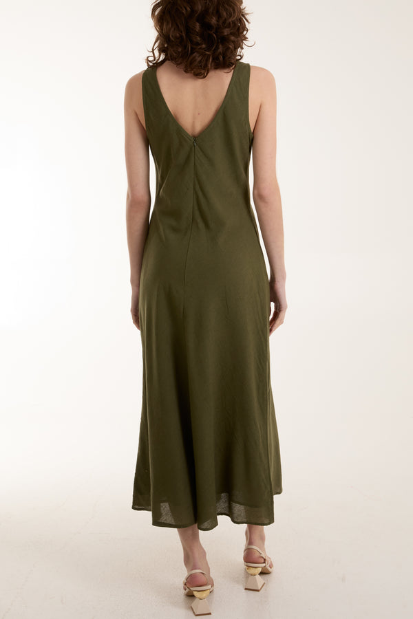 Qed London Bias Cut Round Neck Midi Dress