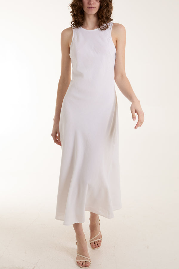 Qed London Bias Cut Round Neck Midi Dress