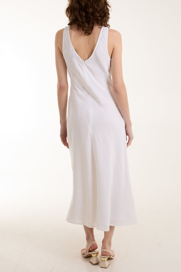 Qed London Bias Cut Round Neck Midi Dress