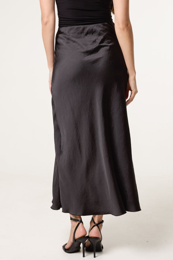 Qed London Bias Cut Satin Midi Skirt