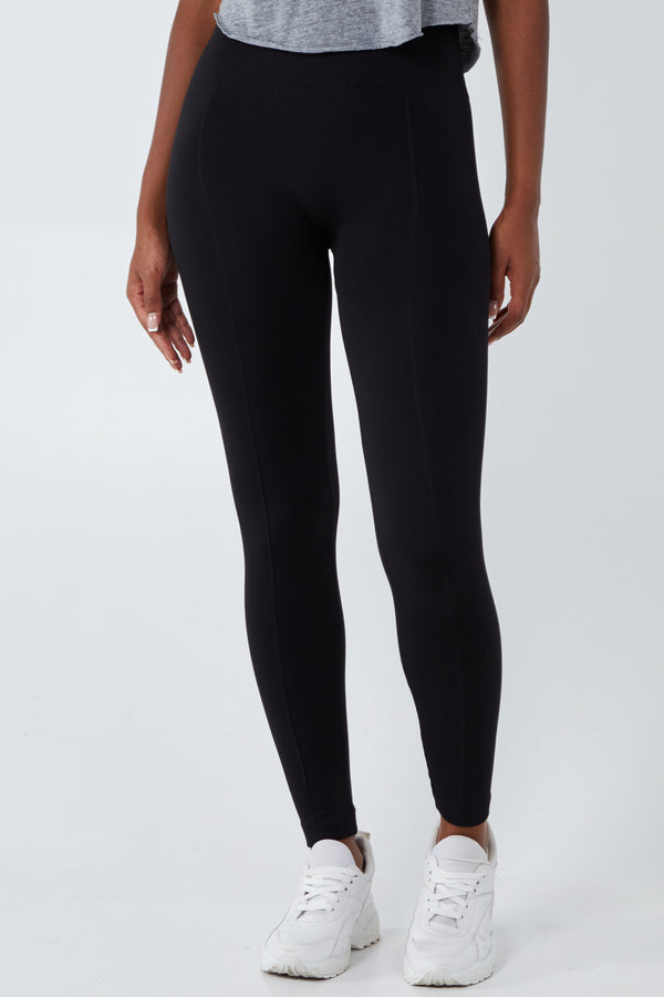 qed london Black Stitch Front Waisted Legging