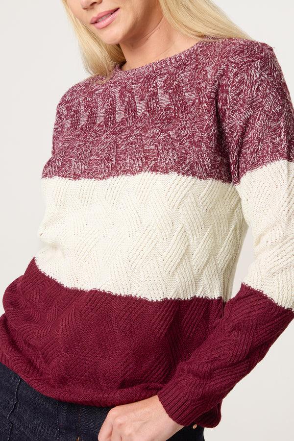 Qed London Block Pattern Knit Jumper