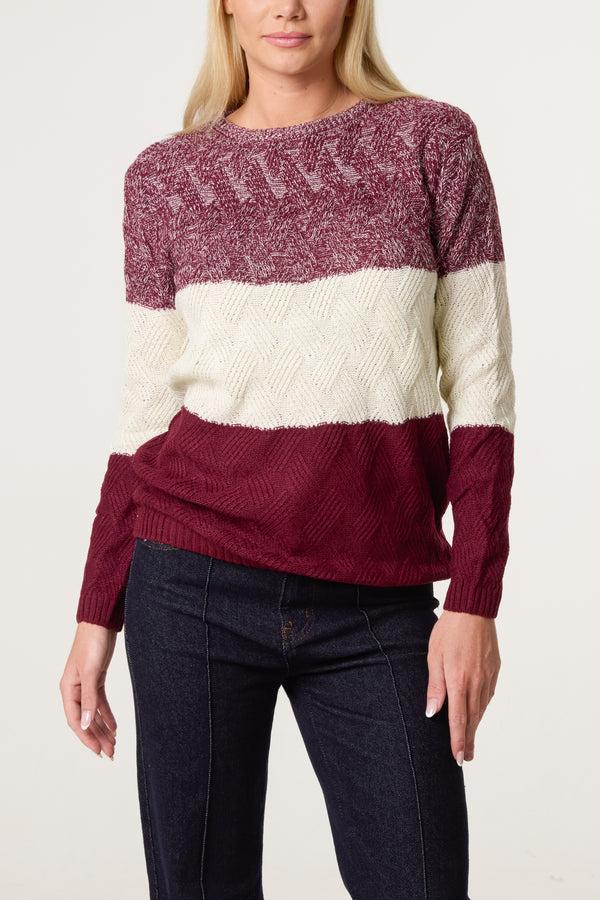 qed london Block Pattern Knit Jumper