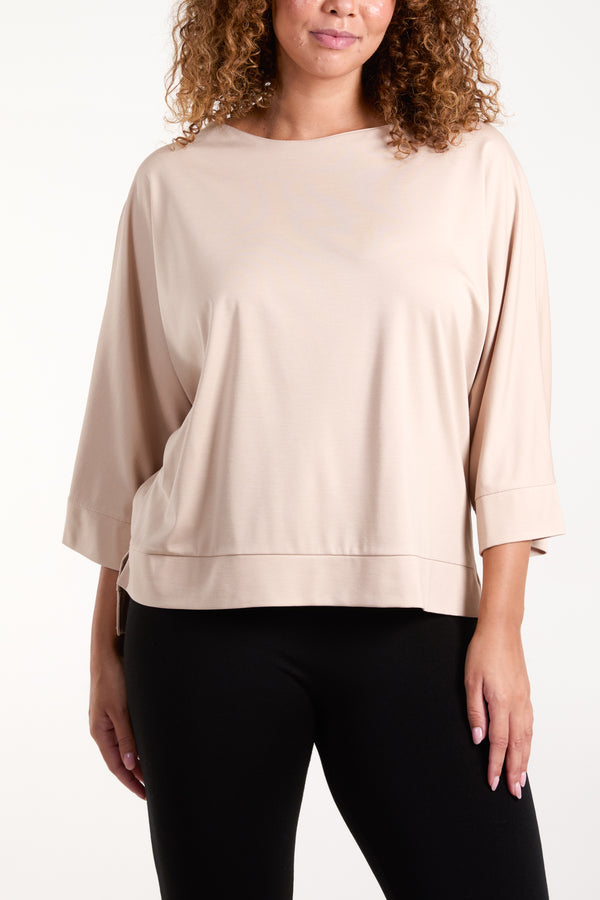 Qed London Boat Neck 3/4 Batwing Sleeve Top