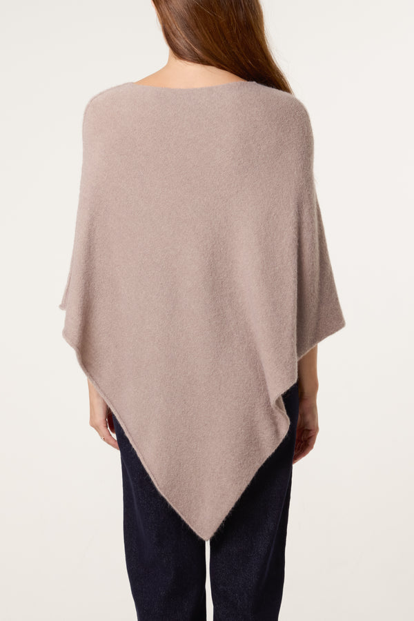 Qed London Boat Neck Asymmetric Hem Poncho