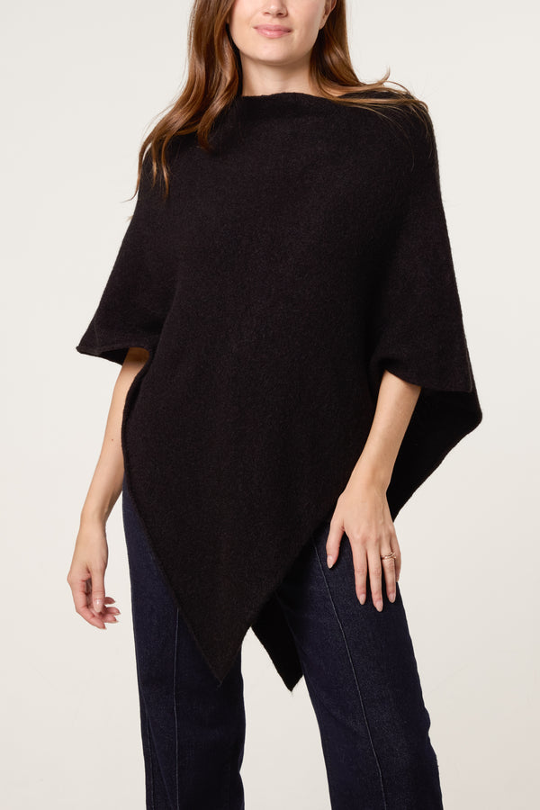 Qed London Boat Neck Asymmetric Hem Poncho
