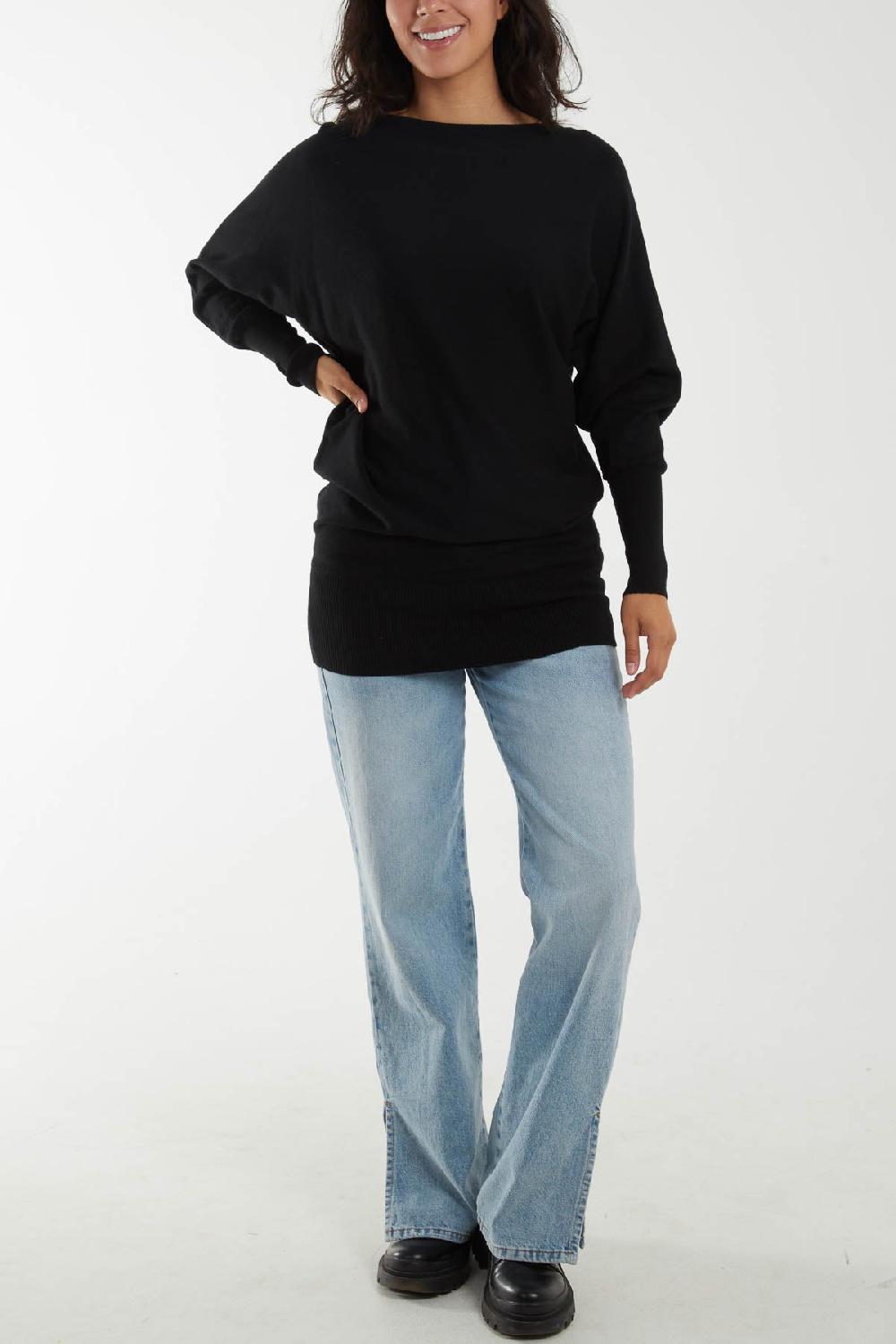 Qed London Boat Neck Batwing Sleeve Jumper