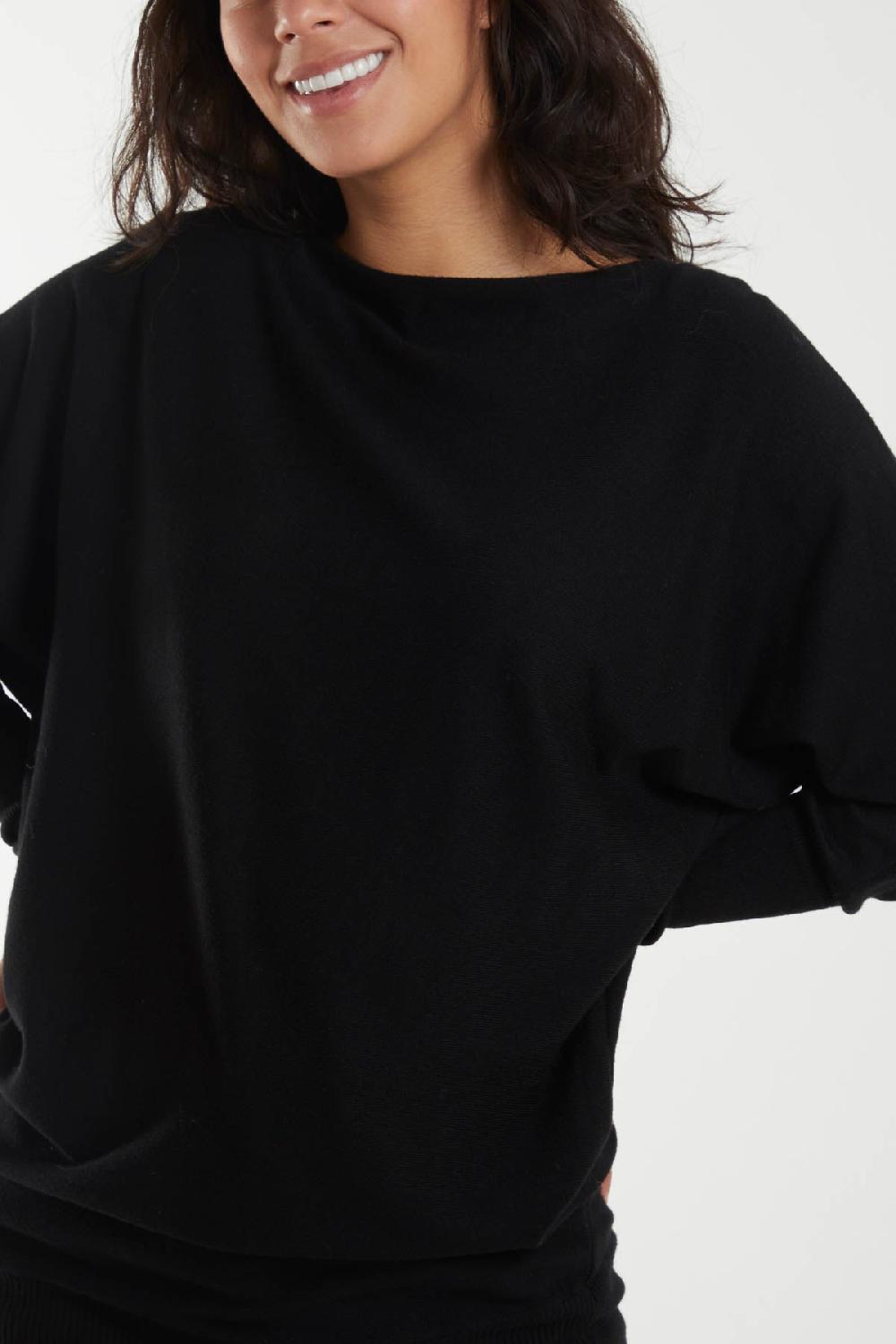 Qed London Boat Neck Batwing Sleeve Jumper