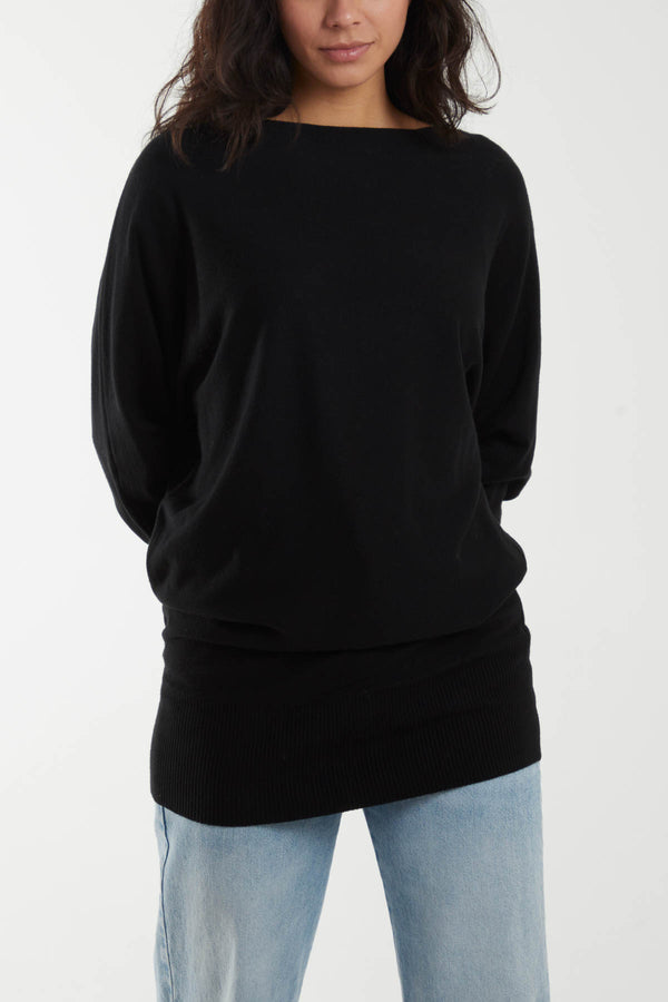 qed london Boat Neck Batwing Sleeve Jumper