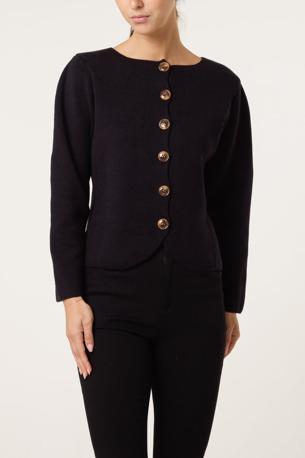 Qed London Boat Neck Fitted Cardigan