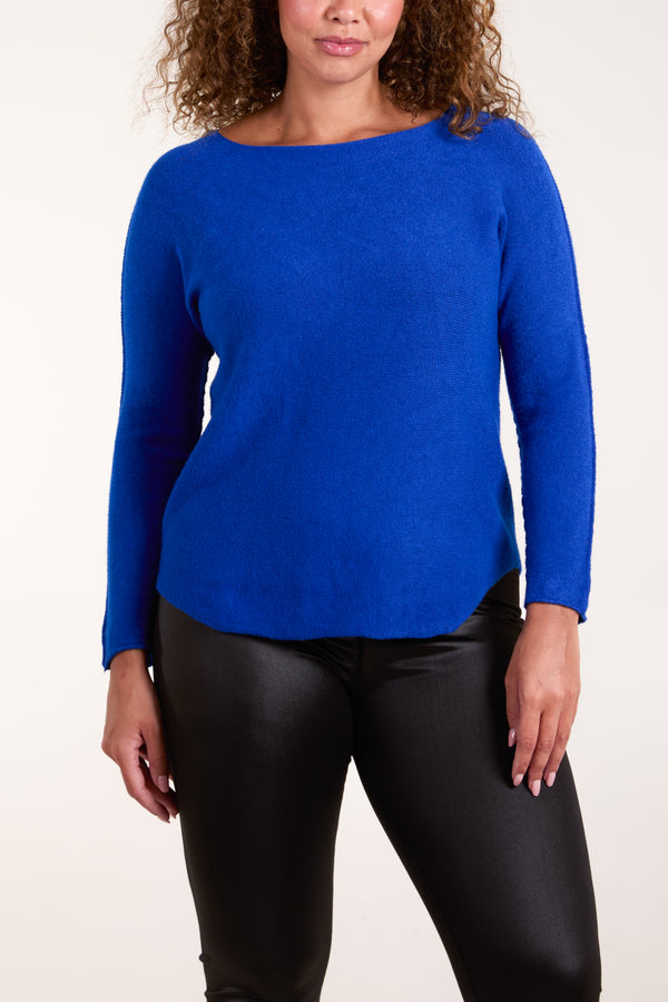 Qed London Boat Neck Raw Edge Jumper