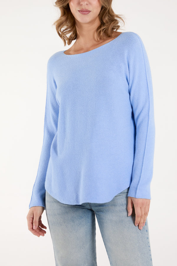 qed london Boat Neck Raw Edge Jumper