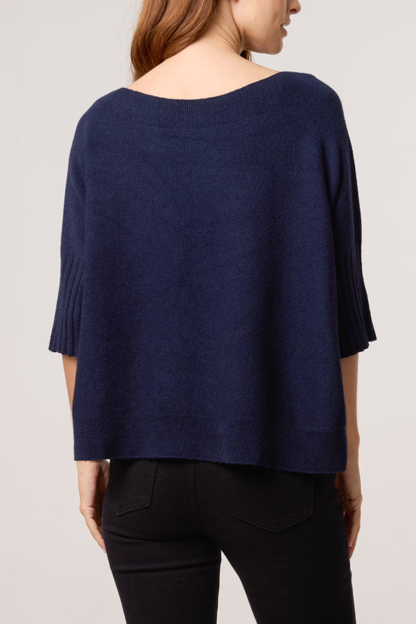 Qed London Boat Neck Short Sleeve Jumper