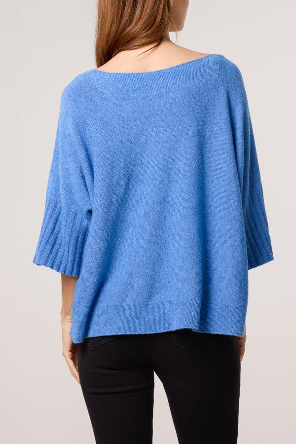 Qed London Boat Neck Short Sleeve Jumper