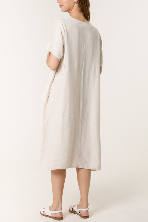 Qed London Boat Neck Short Sleeve Midi Dress