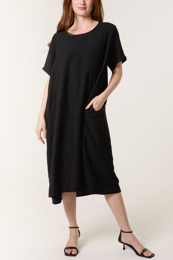 Qed London Boat Neck Short Sleeve Midi Dress