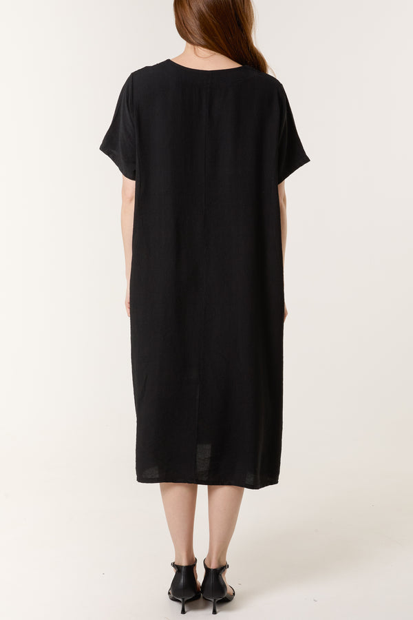Qed London Boat Neck Short Sleeve Midi Dress