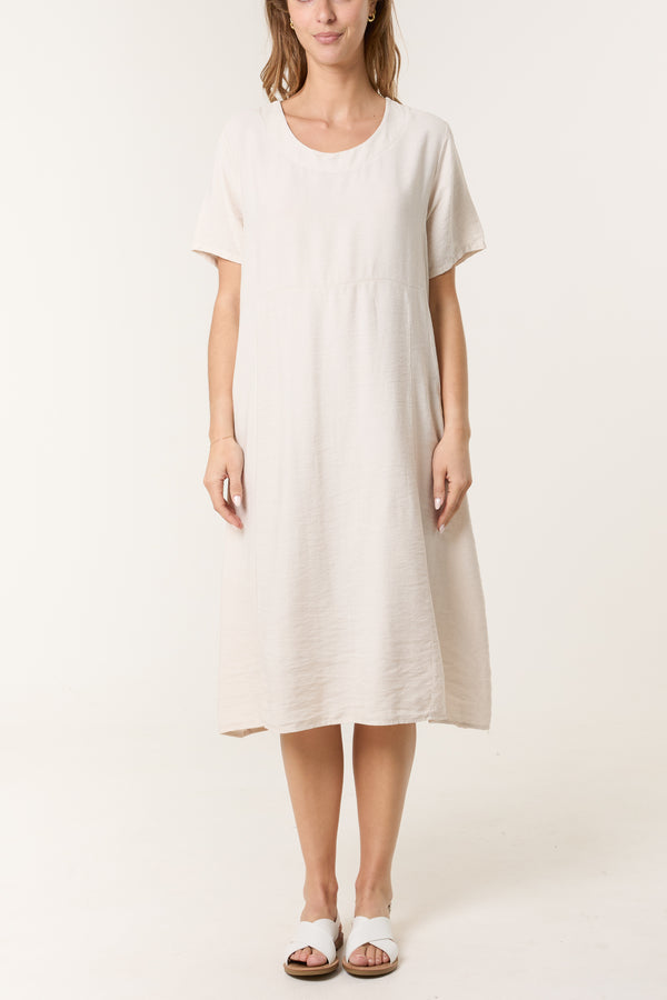 qed london Boat Neck Short Sleeve Midi Dress
