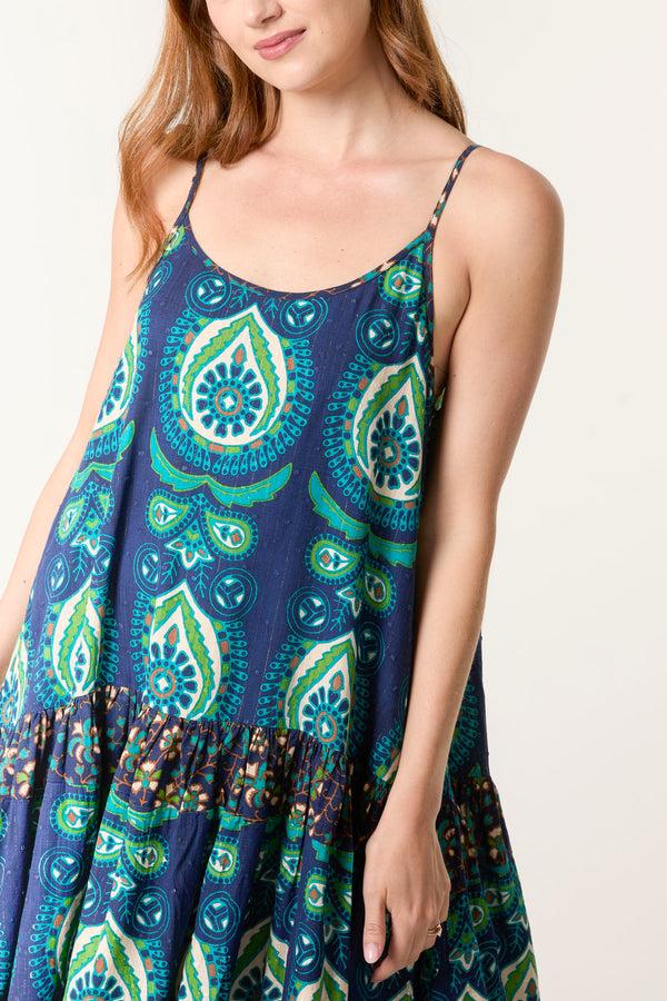 Qed London Boho Print Tiered Cami Dress