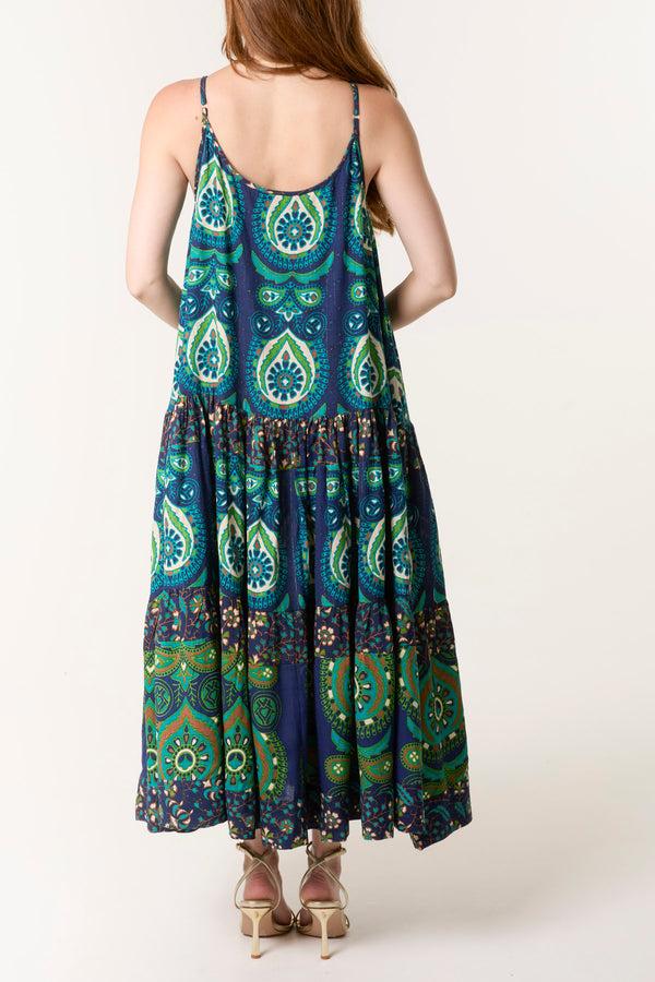 Qed London Boho Print Tiered Cami Dress