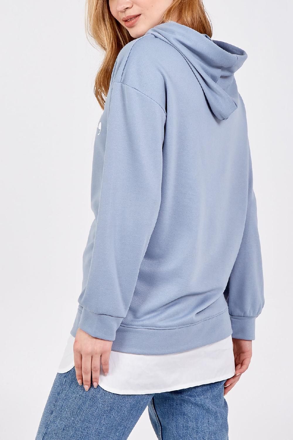 Qed London 'Bonjour Amour' Hooded Jumper W/Shirt