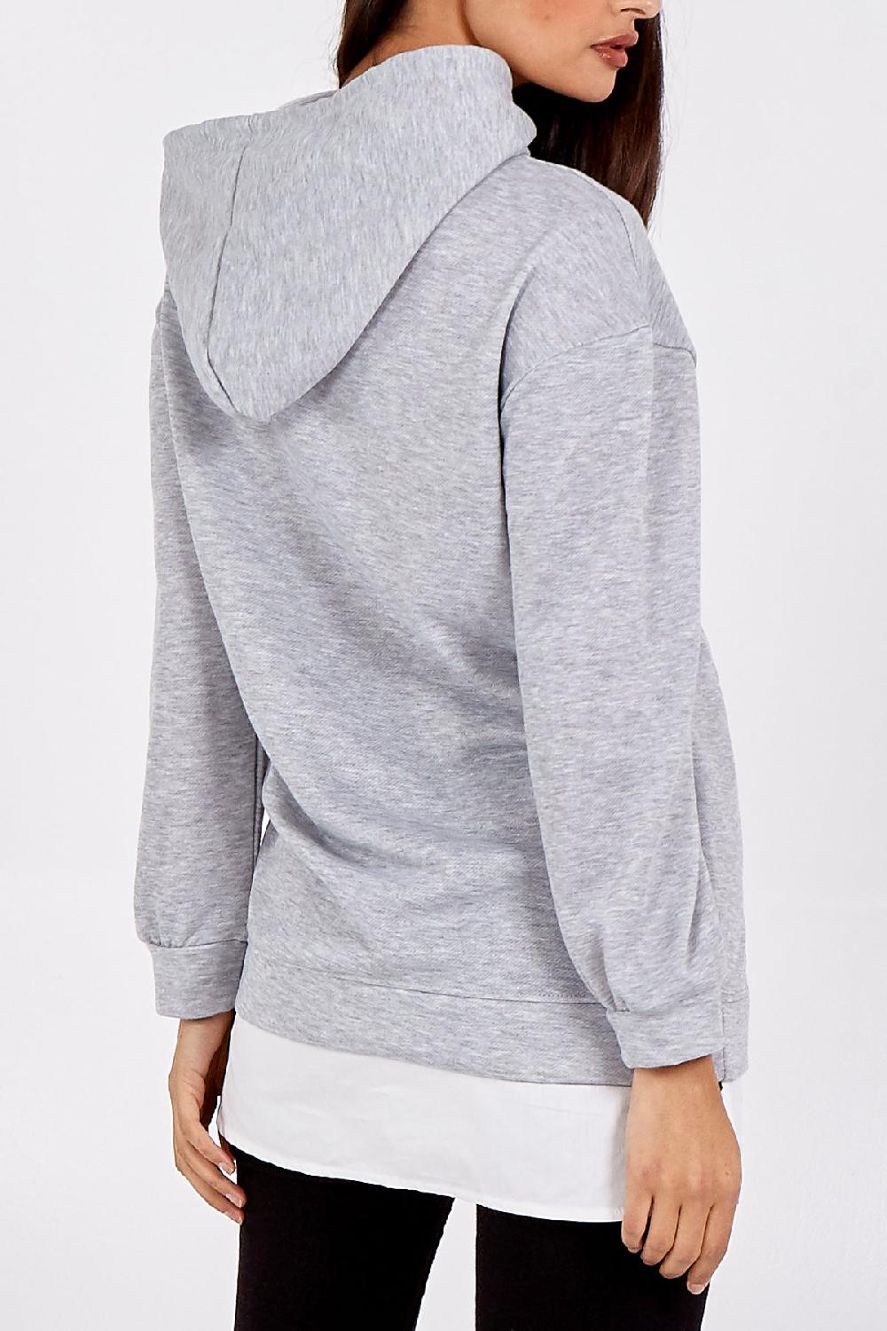 Qed London 'Bonjour Amour' Hooded Jumper W/Shirt