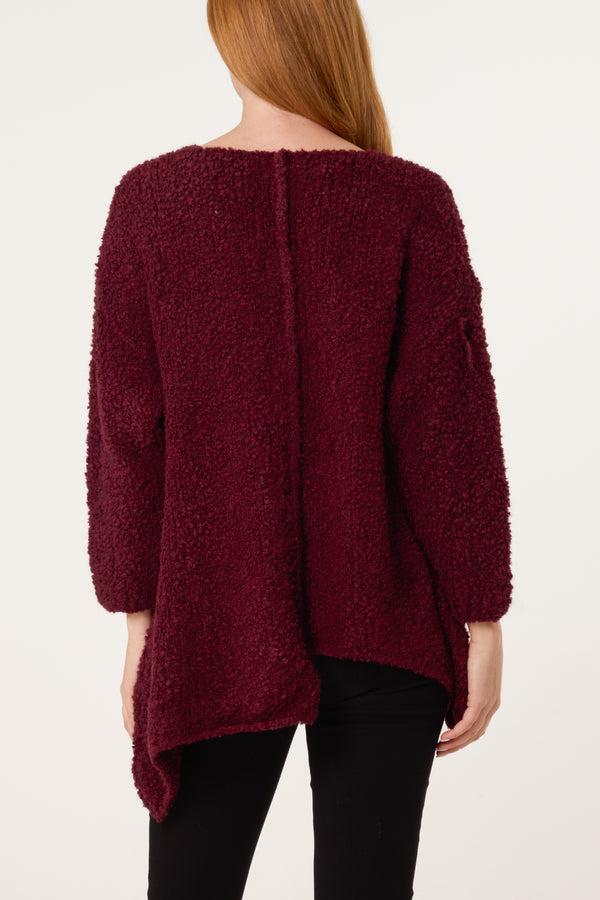 Qed London Boucle Asymmetric Hem Jumper