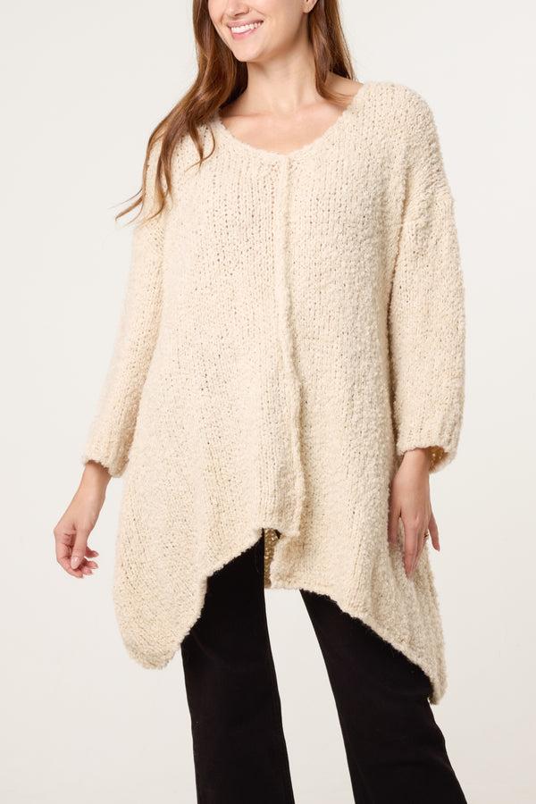 Qed London Boucle Asymmetric Hem Jumper