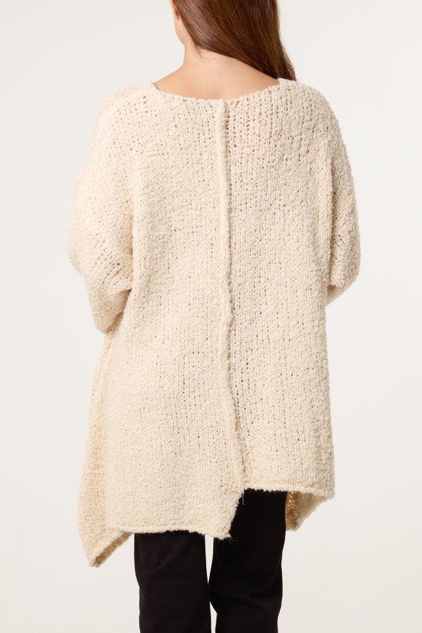 Qed London Boucle Asymmetric Hem Jumper