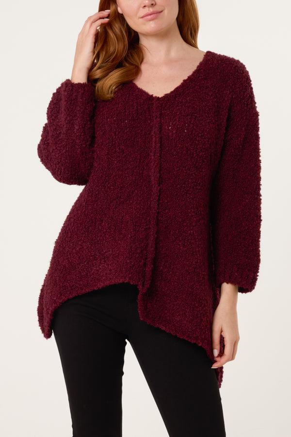 qed london Boucle Asymmetric Hem Jumper