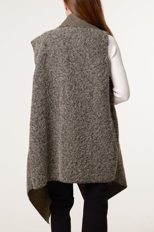 Qed London Boucle Waterfall Pockets Vest