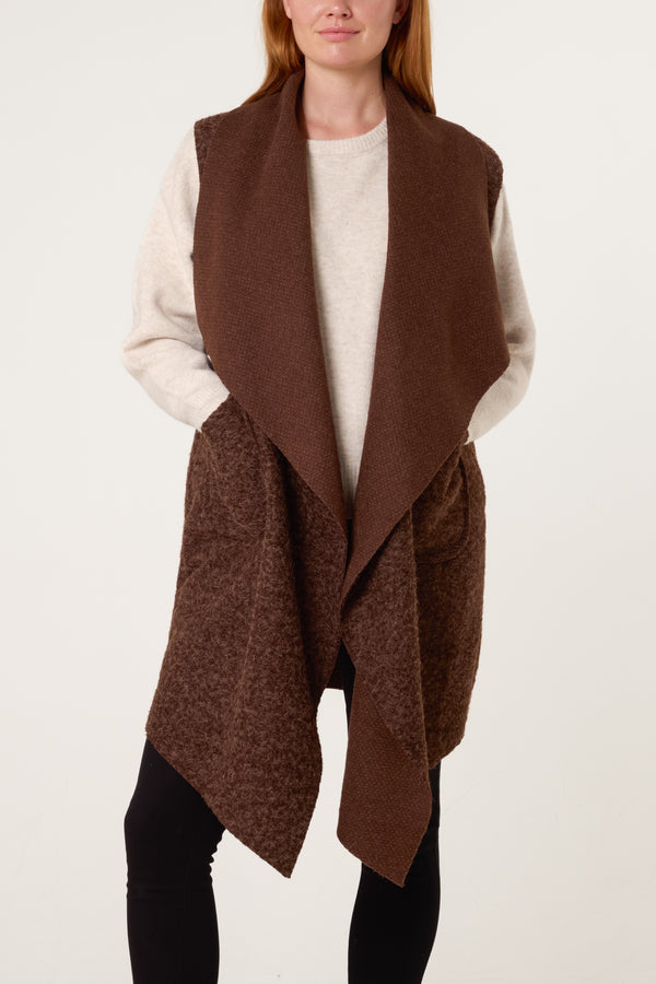 Qed London Boucle Waterfall Pockets Vest