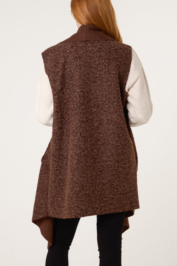 Qed London Boucle Waterfall Pockets Vest