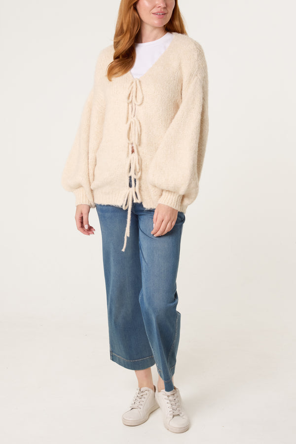 Qed London Bow Front Knit Cardigan
