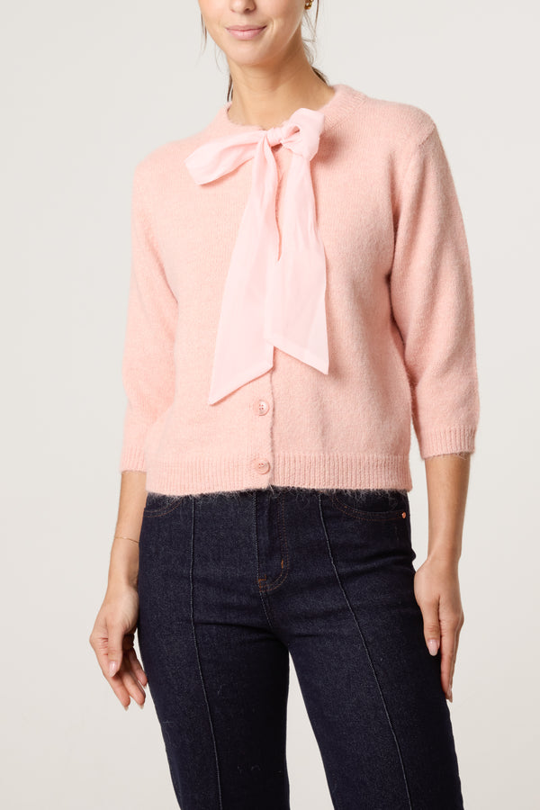 qed london Bow Front Knit Cardigan