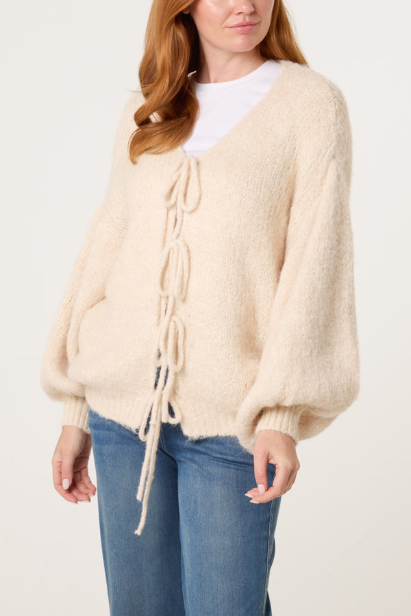 qed london Bow Front Knit Cardigan