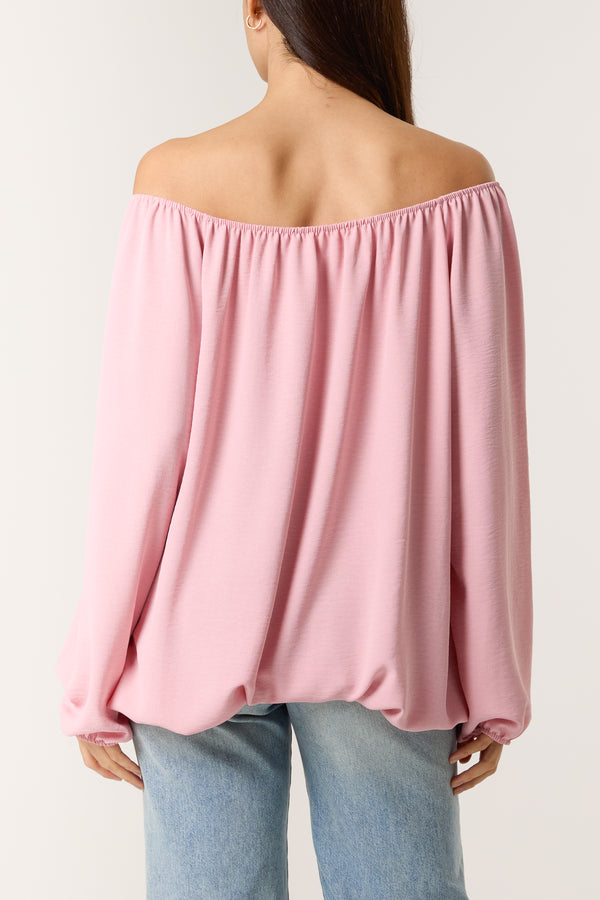 Qed London Bow Keyhole Bardot Blouse