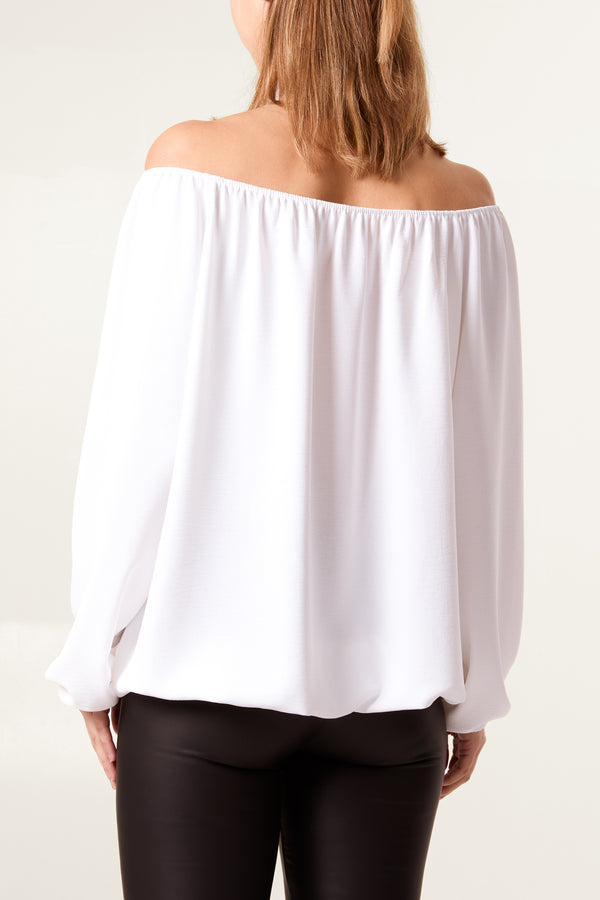 Qed London Bow Keyhole Bardot Blouse