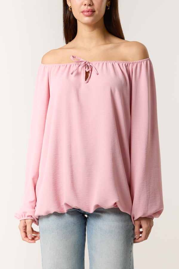 Qed London Bow Keyhole Bardot Blouse