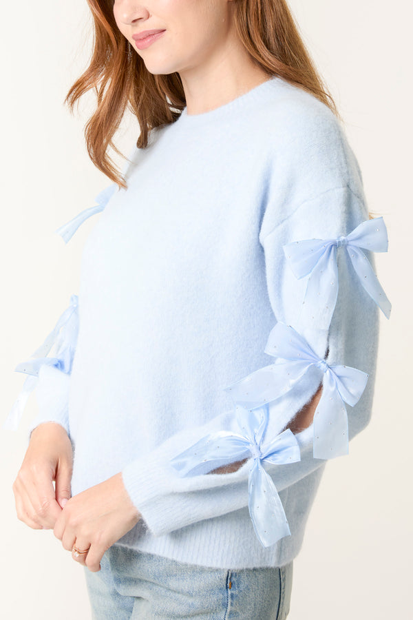 Qed London Bow Sleeve Soft Knit Jumper