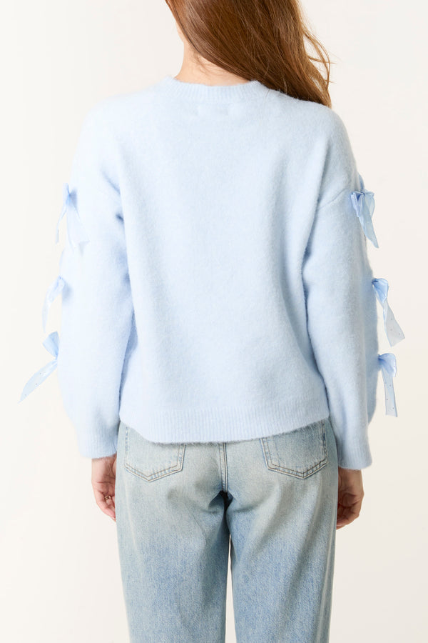 Qed London Bow Sleeve Soft Knit Jumper