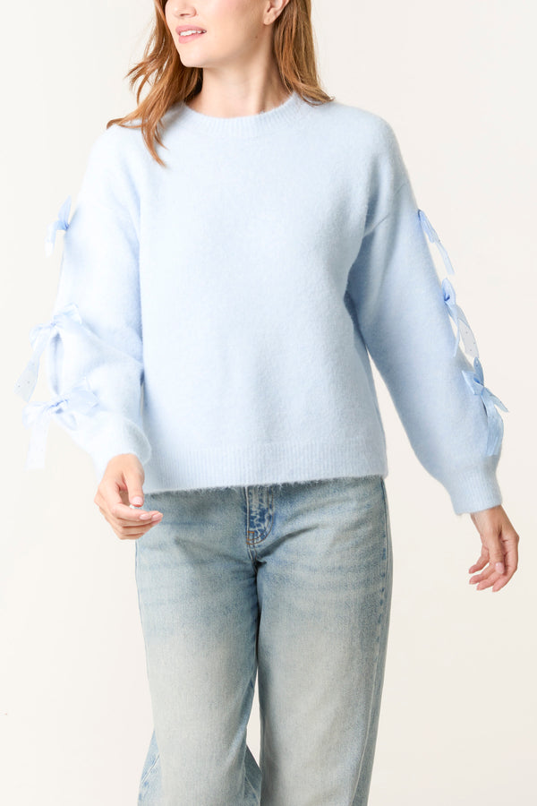qed london Bow Sleeve Soft Knit Jumper
