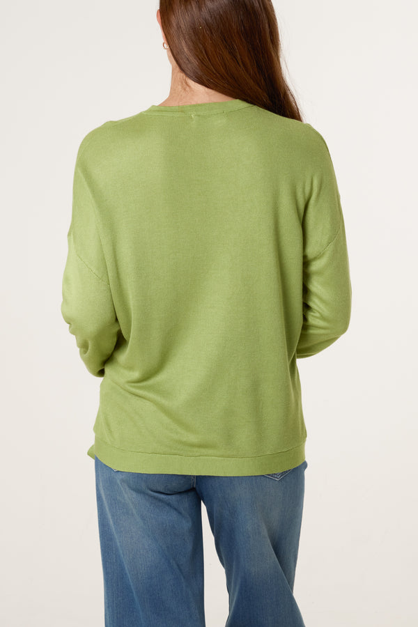 Qed London Bow Tie Side Fine Knit Jumper