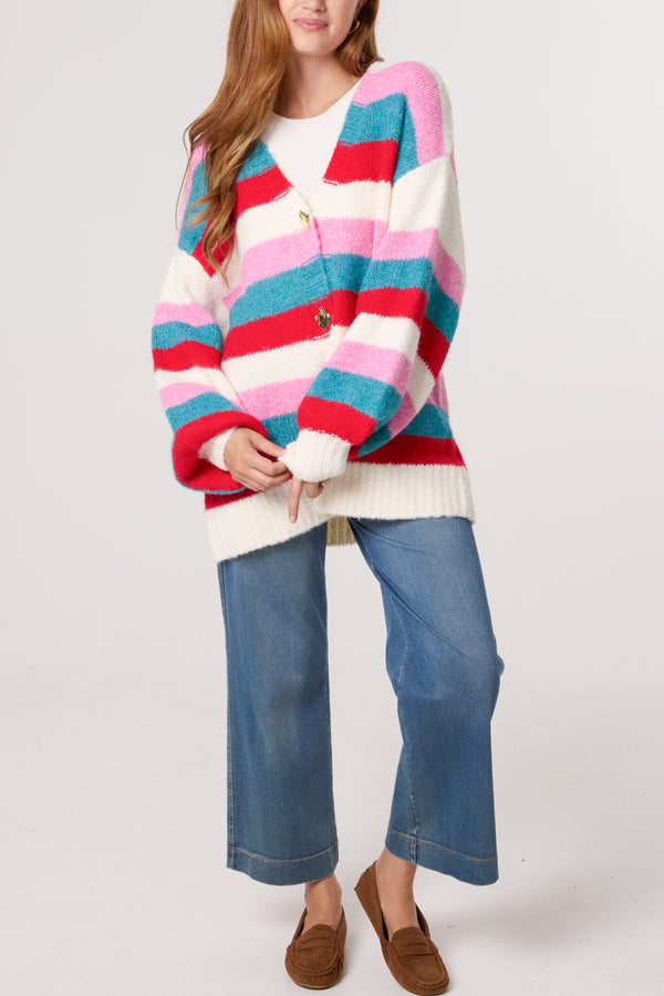 Qed London Bright Stripes Knit Cardigan