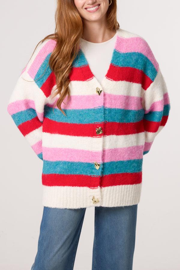 qed london Bright Stripes Knit Cardigan