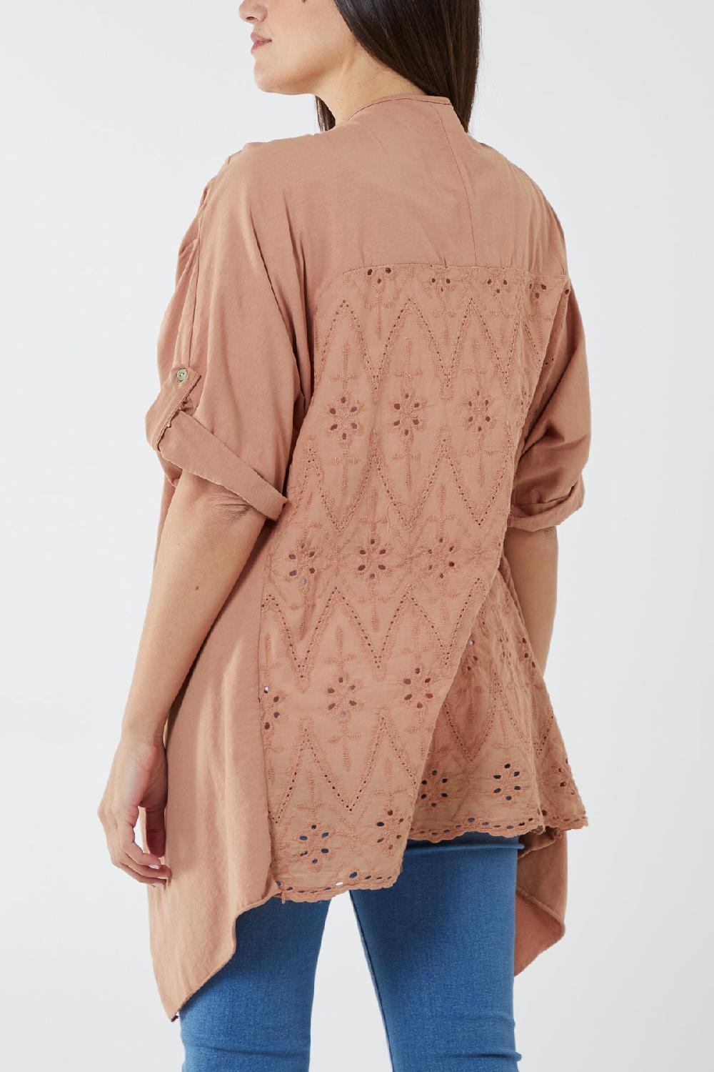 Qed London Broderie Anglaise Back Waterfall Kimono