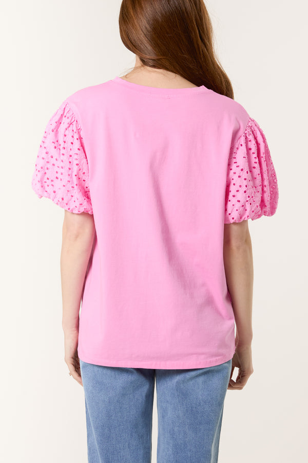 Qed London Broderie Anglaise Balloon Sleeve Top