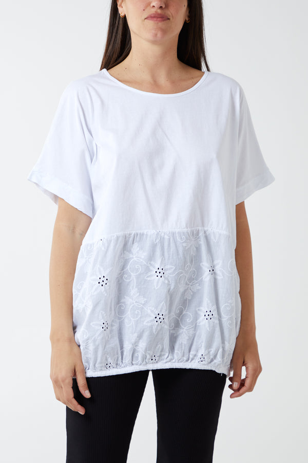 qed london Broderie Anglaise Panel Top